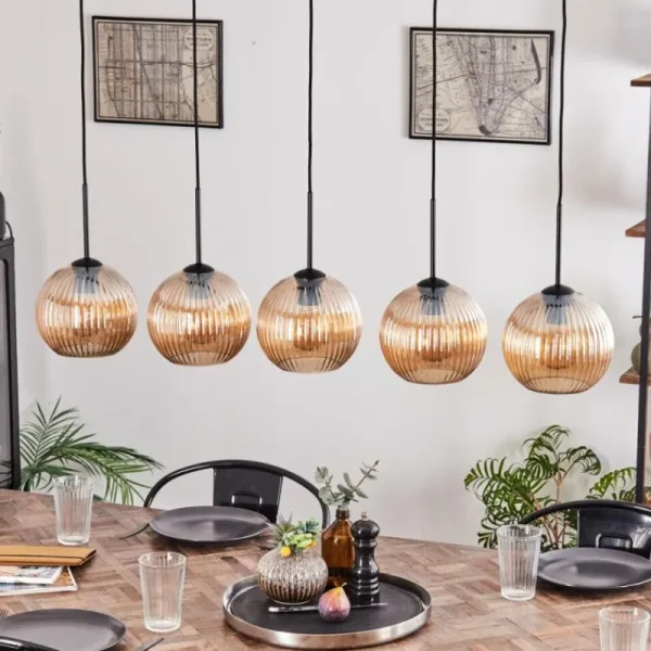 hofstein Koyoto Boule lumineuse, Suspension Noir, 5 lumières* Lampes Modernes