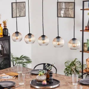 hofstein Koyoto Boule lumineuse, Suspension Noir, 5 lumières* Lampes Modernes