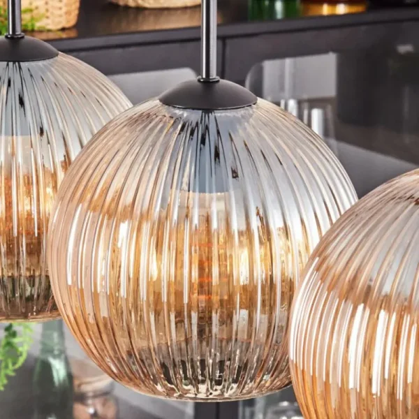 hofstein Koyoto Boule lumineuse, Suspension Noir, 5 lumières* Lampes Modernes