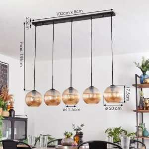 hofstein Koyoto Boule lumineuse, Suspension Noir, 5 lumières* Lampes Modernes