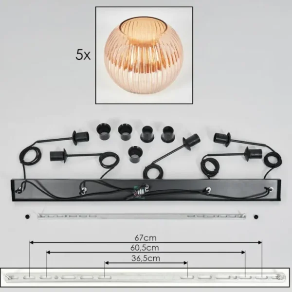 hofstein Koyoto Boule lumineuse, Suspension Noir, 5 lumières* Lampes Modernes
