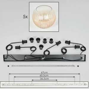 hofstein Koyoto Boule lumineuse, Suspension Noir, 5 lumières* Lampes Modernes