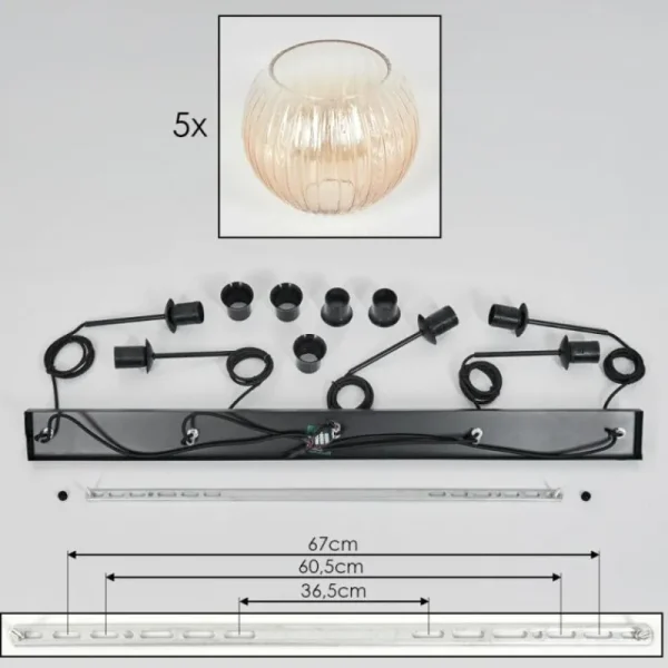 hofstein Koyoto Boule lumineuse, Suspension Noir, 5 lumières* Lampes Modernes