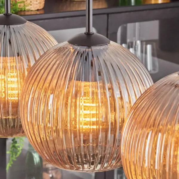 hofstein Koyoto Boule lumineuse, Suspension Noir, 5 lumières* Lampes Modernes