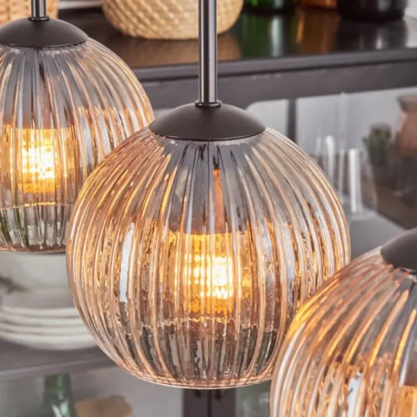 hofstein Koyoto Boule lumineuse, Suspension Noir, 5 lumières* Lampes Modernes