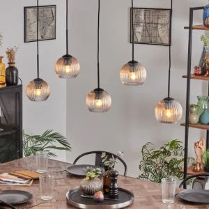 hofstein Koyoto Boule lumineuse, Suspension Noir, 5 lumières* Lampes Modernes