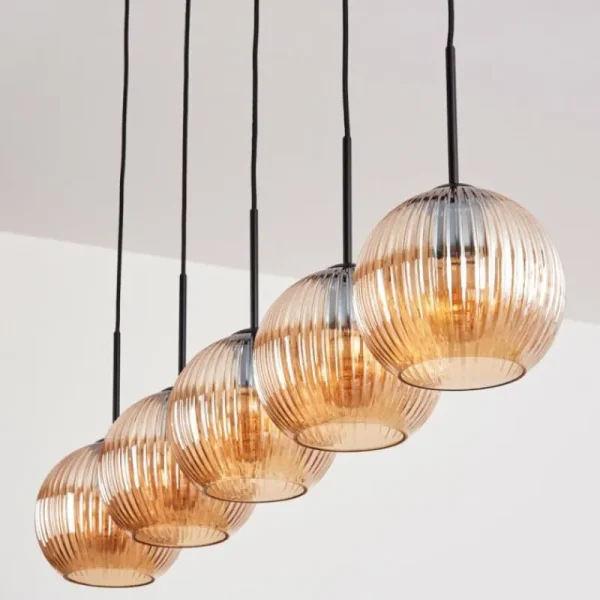 hofstein Koyoto Boule lumineuse, Suspension Noir, 5 lumières* Lampes Modernes