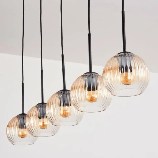 hofstein Koyoto Boule lumineuse, Suspension Noir, 5 lumières* Lampes Modernes