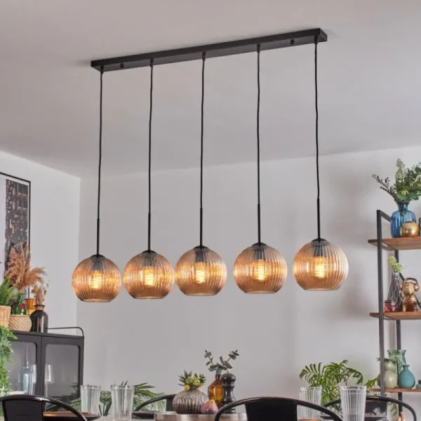 hofstein Koyoto Boule lumineuse, Suspension Noir, 5 lumières* Lampes Modernes