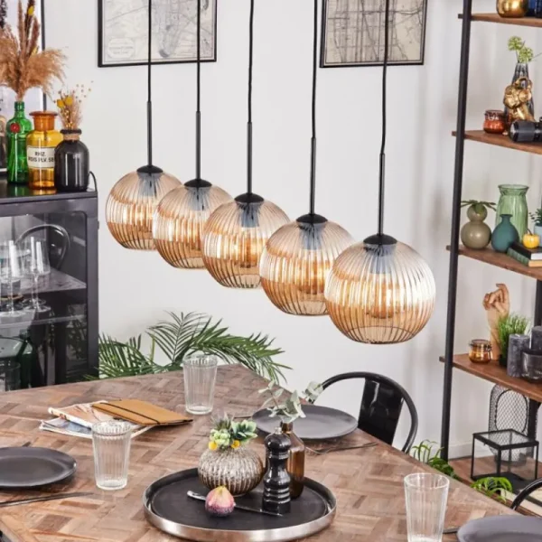 hofstein Koyoto Boule lumineuse, Suspension Noir, 5 lumières* Lampes Modernes