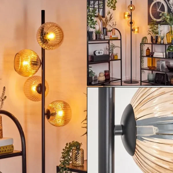 hofstein Koyoto Lampadaire 31 cm Ambre, 4 lumières* Lampes Modernes