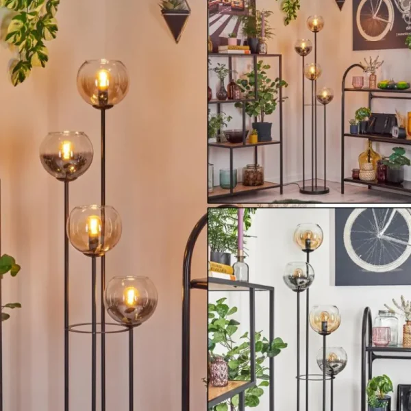 hofstein Koyoto Lampadaire 30 cm Ambre, Clair, Fumé, 4 lumières* Lampes Modernes