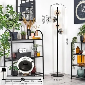 hofstein Koyoto Lampadaire 31 cm Ambre, Clair, Fumé, 4 lumières* Lampes Modernes
