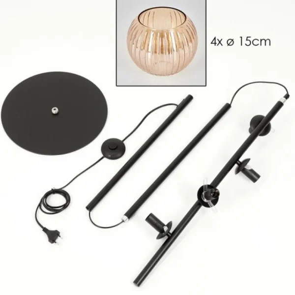 hofstein Koyoto Lampadaire 31 cm Ambre, 4 lumières* Lampes Modernes