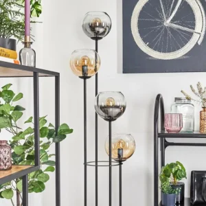 hofstein Koyoto Lampadaire 30 cm Bois foncé, Noir, 4 lumières* Lampes Modernes