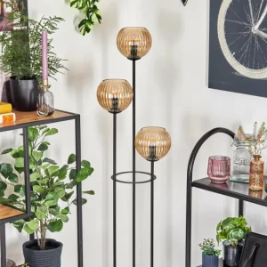 hofstein Koyoto Lampadaire 30 cm Bois foncé, Noir, 3 lumières* Lampes Modernes