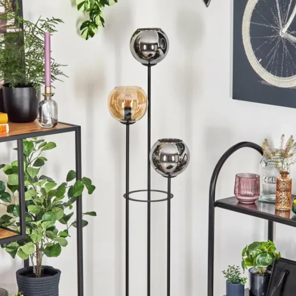 hofstein Koyoto Lampadaire 30 cm Bois clair, Noir, 3 lumières* Lampes Modernes
