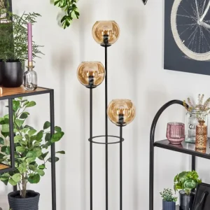hofstein Koyoto Lampadaire 25 cm Bois clair, Noir, 3 lumières* Lampes Modernes
