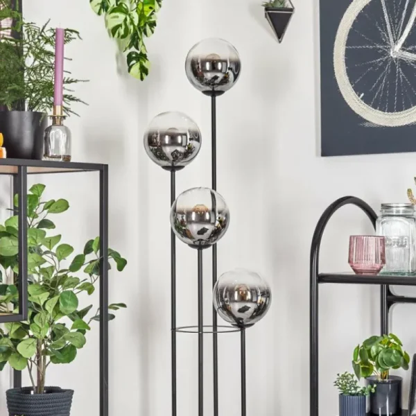 hofstein Koyoto Lampadaire 25 cm Bois clair, Noir, 4 lumières* Lampes Modernes