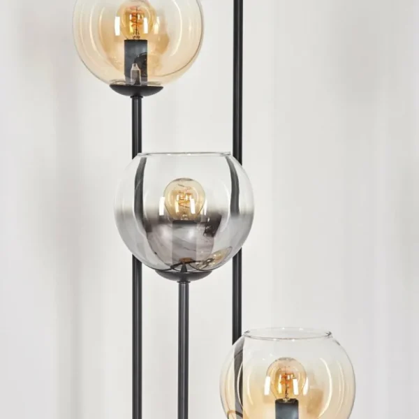 hofstein Koyoto Lampadaire 30 cm Bois foncé, Noir, 4 lumières* Lampes Modernes