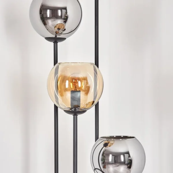 hofstein Koyoto Lampadaire 30 cm Bois foncé, Noir, 4 lumières* Lampes Modernes