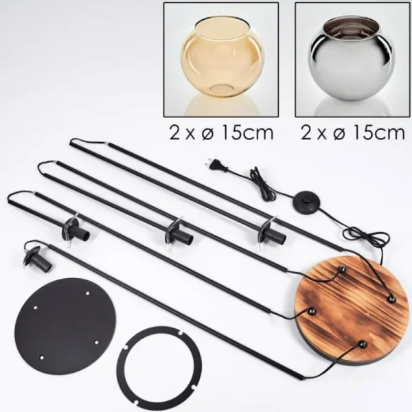 hofstein Koyoto Lampadaire 30 cm Bois clair, Noir, 4 lumières* Lampes Modernes