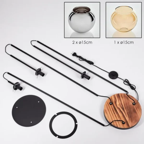 hofstein Koyoto Lampadaire 30 cm Bois clair, Noir, 3 lumières* Lampes Modernes