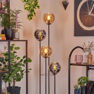 hofstein Koyoto Lampadaire 30 cm Bois clair, Noir, 4 lumières* Lampes Modernes
