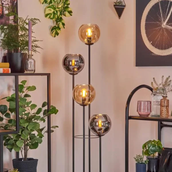 hofstein Koyoto Lampadaire 30 cm Bois clair, Noir, 4 lumières* Lampes Modernes