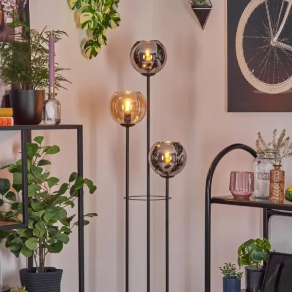 hofstein Koyoto Lampadaire 30 cm Bois clair, Noir, 3 lumières* Lampes Modernes
