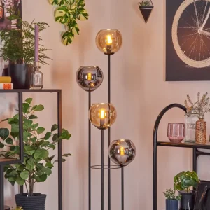 hofstein Koyoto Lampadaire 30 cm Bois foncé, Noir, 4 lumières* Lampes Modernes