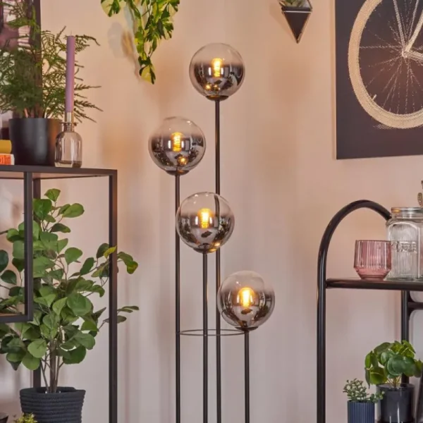 hofstein Koyoto Lampadaire 25 cm Bois clair, Noir, 4 lumières* Lampes Modernes