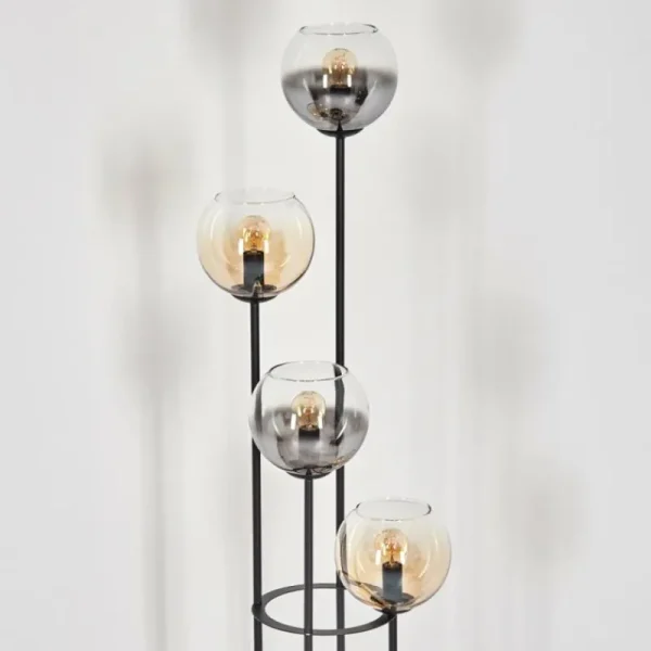 hofstein Koyoto Lampadaire 30 cm Bois foncé, Noir, 4 lumières* Lampes Modernes