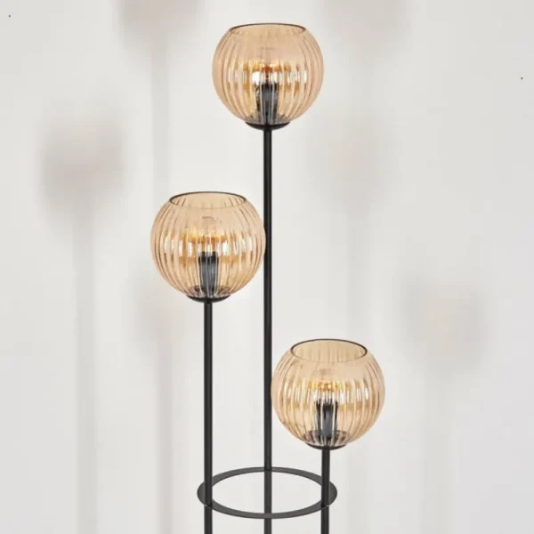 hofstein Koyoto Lampadaire 30 cm Bois foncé, Noir, 3 lumières* Lampes Modernes