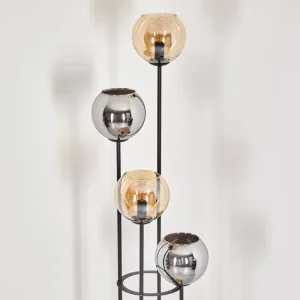 hofstein Koyoto Lampadaire 30 cm Bois foncé, Noir, 4 lumières* Lampes Modernes