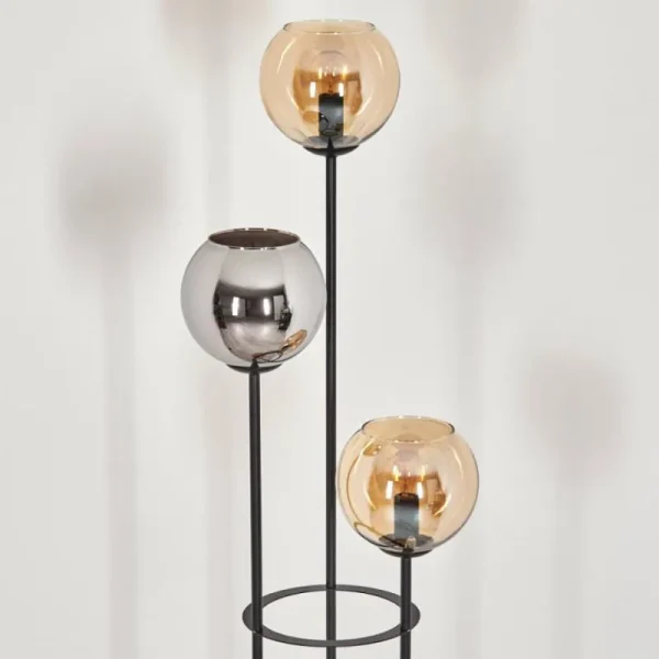 hofstein Koyoto Lampadaire 30 cm Bois foncé, Noir, 3 lumières* Lampes Modernes