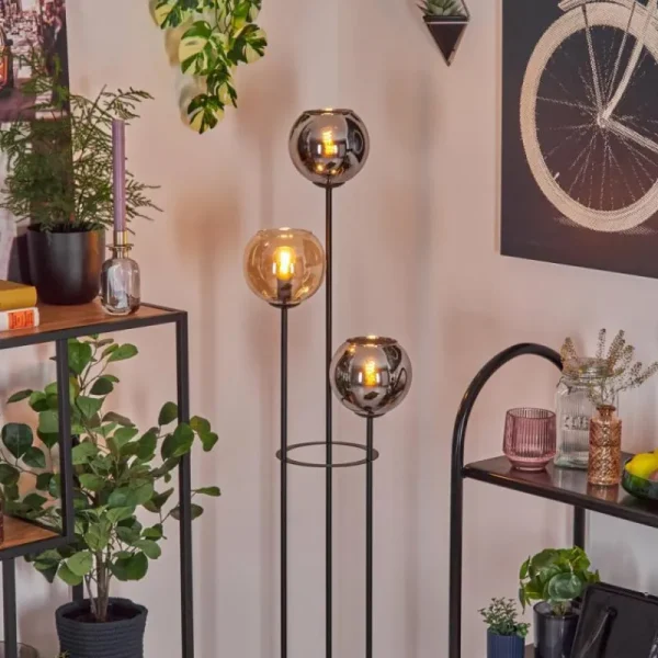 hofstein Koyoto Lampadaire 30 cm Bois clair, Noir, 3 lumières* Lampes Modernes