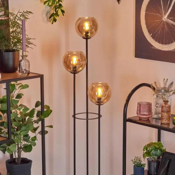 hofstein Koyoto Lampadaire 25 cm Bois clair, Noir, 3 lumières* Lampes Modernes