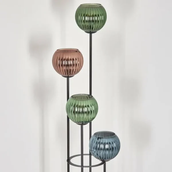 hofstein Koyoto Lampadaire Bois foncé, Noir, 4 lumières* Lampes Modernes