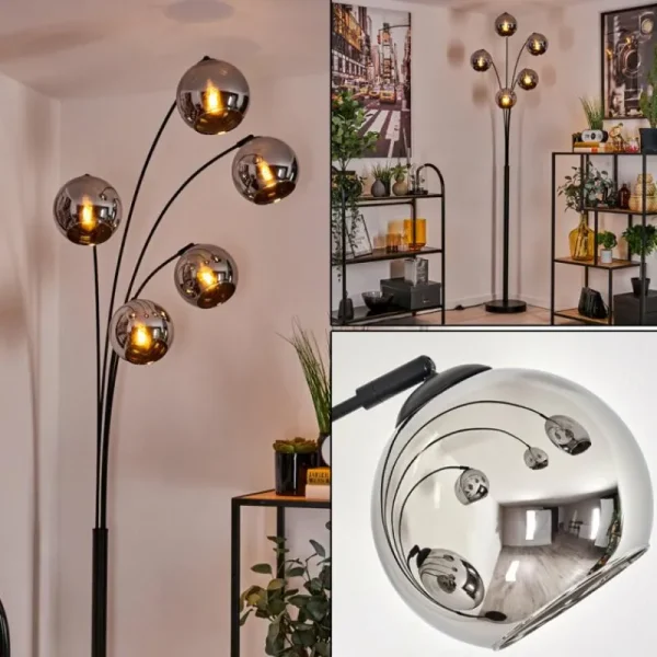 hofstein Koyoto Lampadaire Chrome, 5 lumières* Lampes En Verre