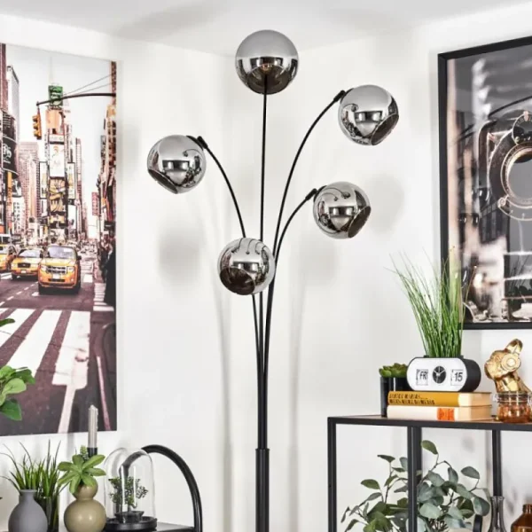 hofstein Koyoto Lampadaire Chrome, 5 lumières* Lampes En Verre