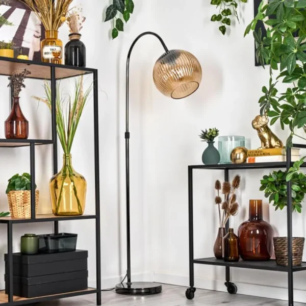 hofstein Koyoto Lampadaire Chrome, Noir, 1 lumière* Lampes Modernes