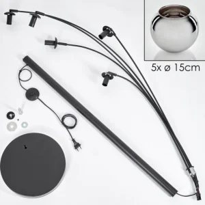 hofstein Koyoto Lampadaire Chrome, 5 lumières* Lampes En Verre