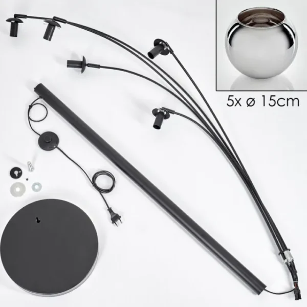 hofstein Koyoto Lampadaire Chrome, 5 lumières* Lampes En Verre