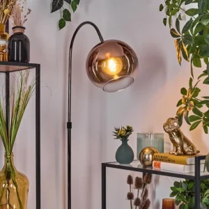 hofstein Koyoto Lampadaire Chrome, Noir, 1 lumière* Lampes En Verre