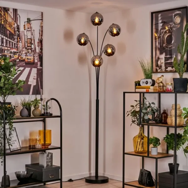 hofstein Koyoto Lampadaire Chrome, 5 lumières* Lampes En Verre