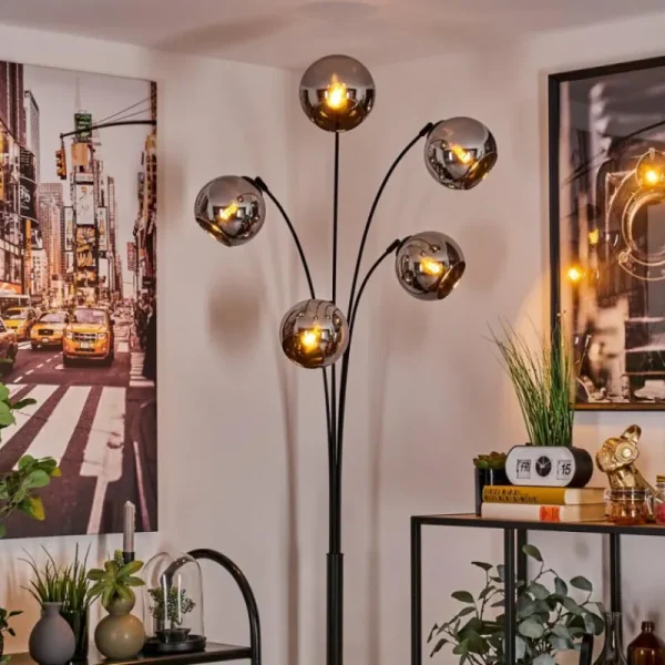 hofstein Koyoto Lampadaire Chrome, 5 lumières* Lampes En Verre