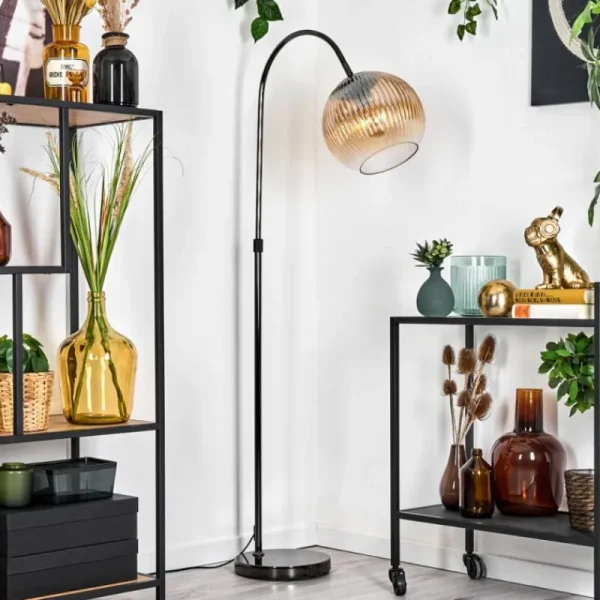 hofstein Koyoto Lampadaire Chrome, Noir, 1 lumière* Lampes Modernes