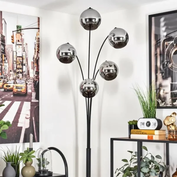 hofstein Koyoto Lampadaire Chrome, 5 lumières* Lampes En Verre