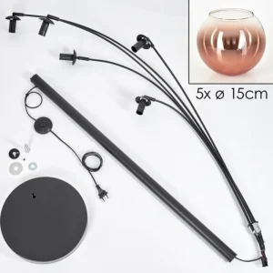hofstein Koyoto Lampadaire Clair, Cuivré, 5 lumières* Lampes En Verre